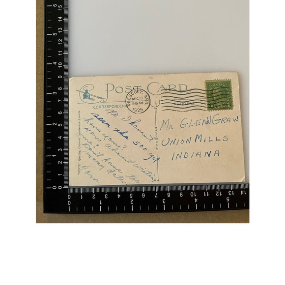 Antique 1929 Litho Ephemera Postcard Lake Scene Greetings From Prescott AZ NYCE - Picture 5 of 10